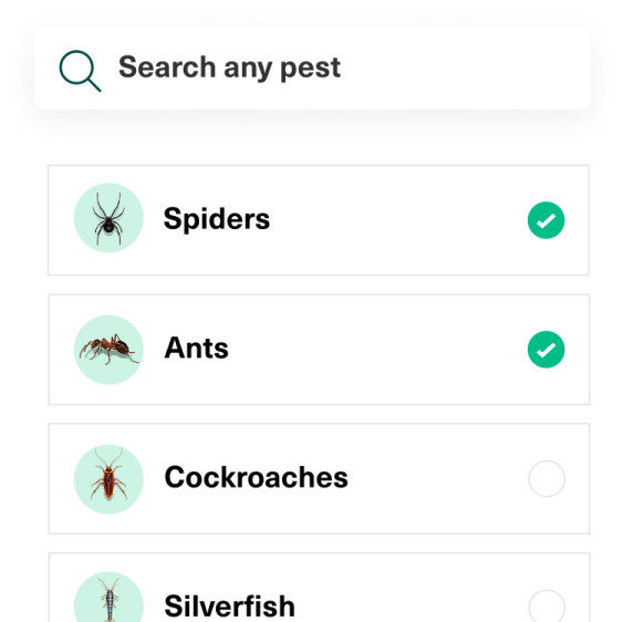 List of selected pests