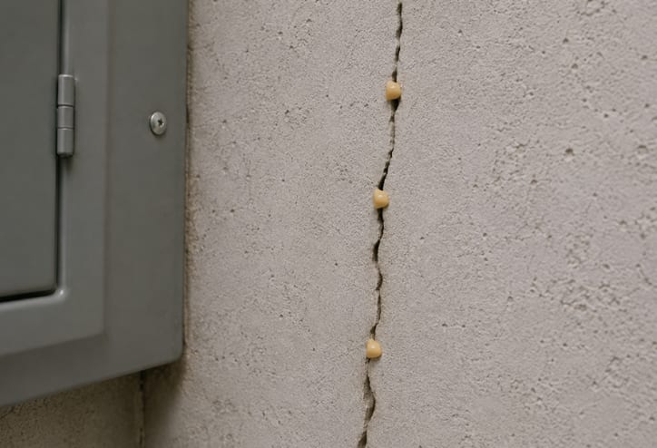 Gel bait placed along a crack inside or outside.