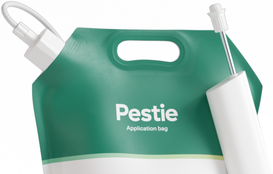 Pestie bag with sprayer propped up next to it.